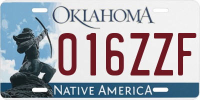 OK license plate 016ZZF