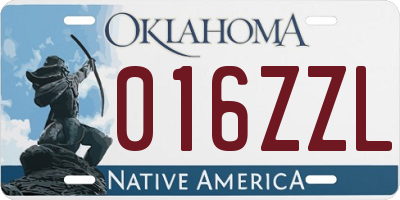 OK license plate 016ZZL