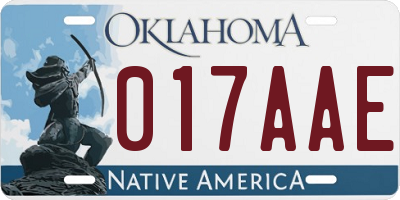 OK license plate 017AAE