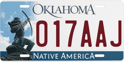 OK license plate 017AAJ