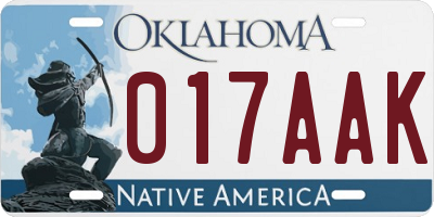 OK license plate 017AAK