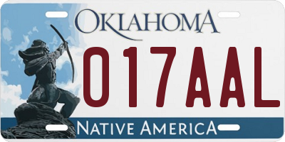 OK license plate 017AAL