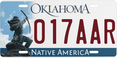OK license plate 017AAR