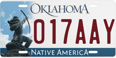 OK license plate 017AAY