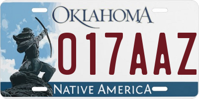 OK license plate 017AAZ