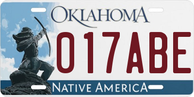 OK license plate 017ABE