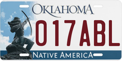 OK license plate 017ABL