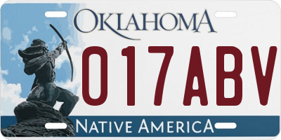 OK license plate 017ABV