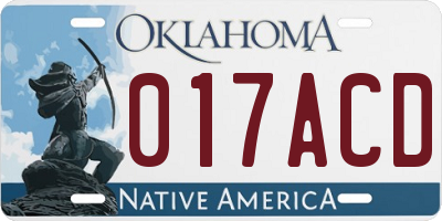 OK license plate 017ACD