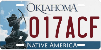 OK license plate 017ACF