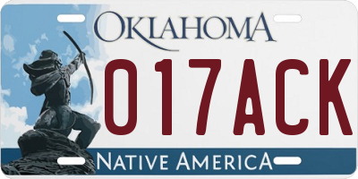 OK license plate 017ACK