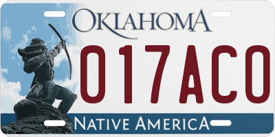 OK license plate 017ACO