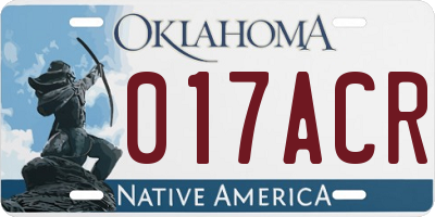 OK license plate 017ACR