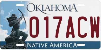 OK license plate 017ACW