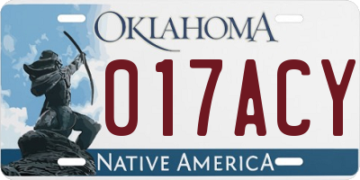 OK license plate 017ACY