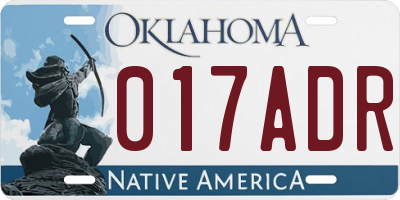 OK license plate 017ADR