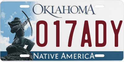 OK license plate 017ADY
