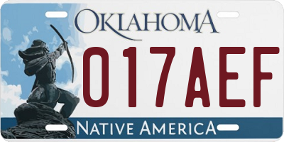 OK license plate 017AEF