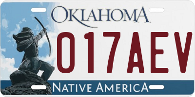 OK license plate 017AEV