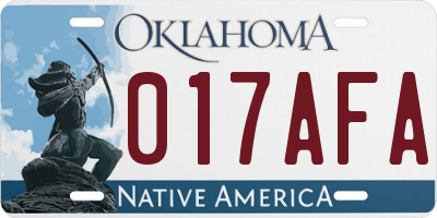 OK license plate 017AFA
