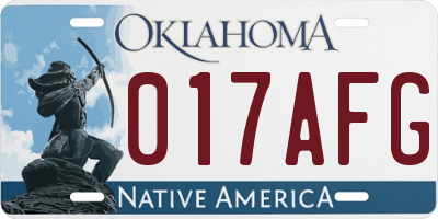 OK license plate 017AFG