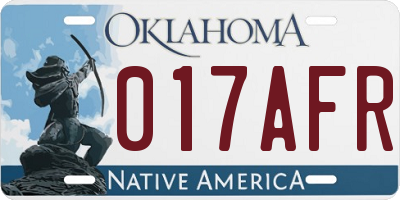 OK license plate 017AFR