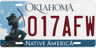 OK license plate 017AFW