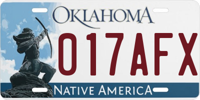 OK license plate 017AFX