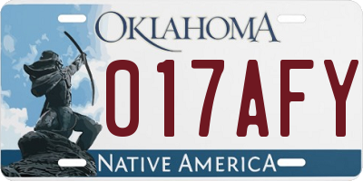 OK license plate 017AFY