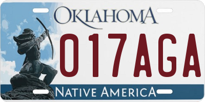 OK license plate 017AGA