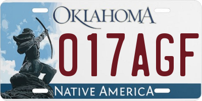 OK license plate 017AGF