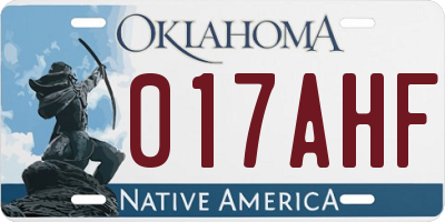 OK license plate 017AHF