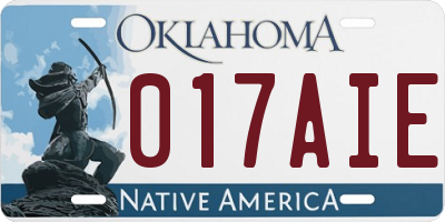 OK license plate 017AIE