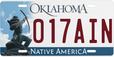 OK license plate 017AIN
