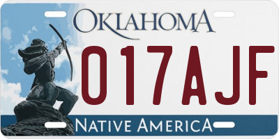 OK license plate 017AJF