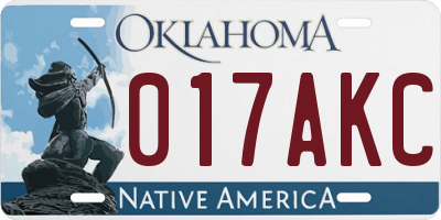 OK license plate 017AKC