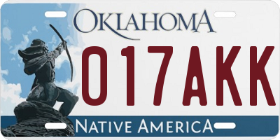 OK license plate 017AKK