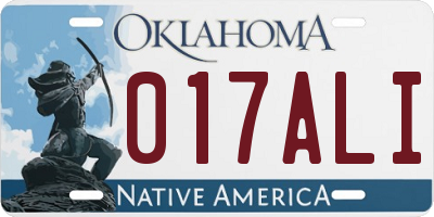 OK license plate 017ALI