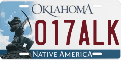 OK license plate 017ALK