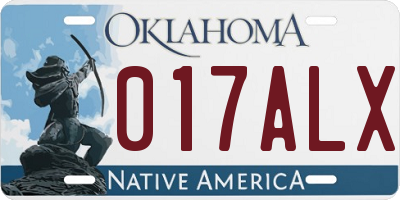 OK license plate 017ALX