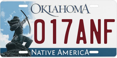 OK license plate 017ANF