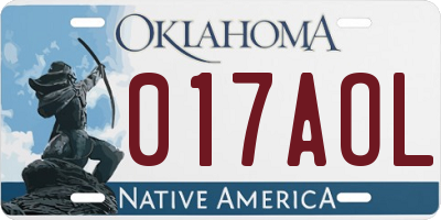 OK license plate 017AOL