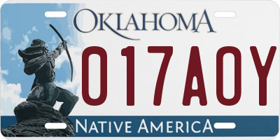 OK license plate 017AOY