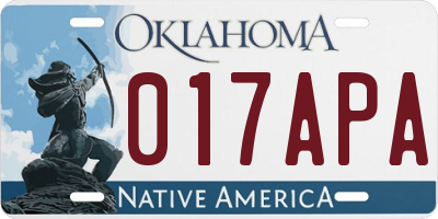 OK license plate 017APA