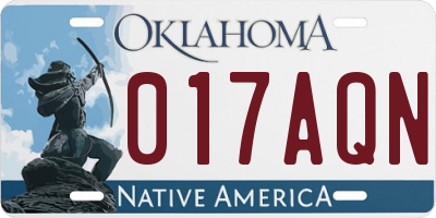 OK license plate 017AQN
