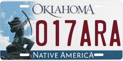OK license plate 017ARA