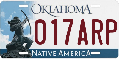 OK license plate 017ARP
