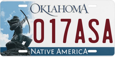 OK license plate 017ASA