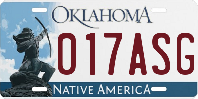 OK license plate 017ASG
