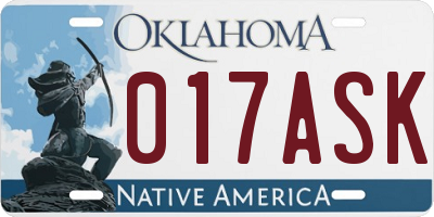 OK license plate 017ASK